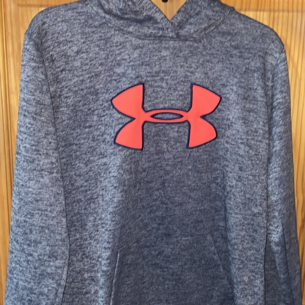 Under Armour Heather Gray Hoodie with Neon Orange Accents